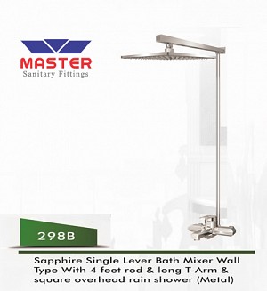 Master Sapphire Single Lever Bath Mixer Wall Type & Overhead Rain Shower (Metal) (298B)